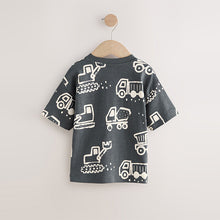 Load image into Gallery viewer, Black/White Digger Short Sleeve All-Over Print T-Shirt (3mths-6yrs)
