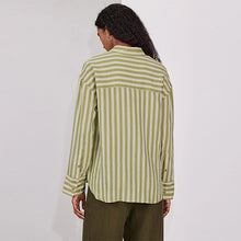 Load image into Gallery viewer, Green/White Jacquard Stripe Oversized Long Sleeve Shirt
