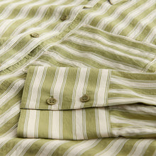 Load image into Gallery viewer, Green/White Jacquard Stripe Oversized Long Sleeve Shirt
