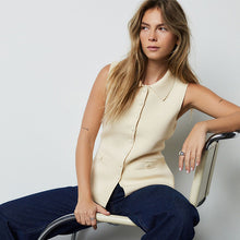 Load image into Gallery viewer, Ecru Smart Button Up Knitted Waistcoat
