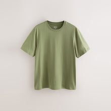 Load image into Gallery viewer, Green Moss Regular Fit Essential Crew Neck Cotton T-Shirt
