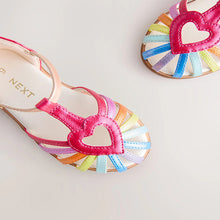 Load image into Gallery viewer, Multi Rainbow Standard Fit (F) Fisherman Heart Occasion Sandals
