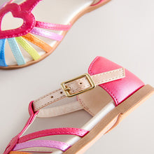 Load image into Gallery viewer, Multi Rainbow Standard Fit (F) Fisherman Heart Occasion Sandals
