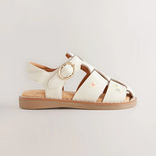 Load image into Gallery viewer, Neutral Embroidered Leather Fisherman Sandals
