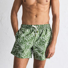 Load image into Gallery viewer, Khaki Green/Ecru Print Swim Shorts 5 Inch
