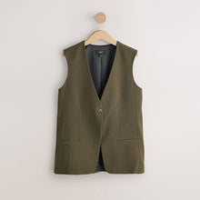 Load image into Gallery viewer, Khaki Green Crosshatch Waistcoat Blazer

