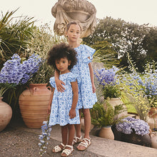 Load image into Gallery viewer, Blue Floral Angel Sleeve Dress (3-12yrs)
