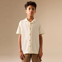 Load image into Gallery viewer, Ecru Short Sleeve Revere Collar Double Cloth Shirt (3-12yrs)
