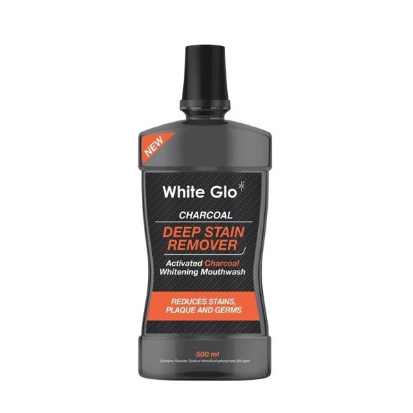 White Glo Mouthwash - Charcoal Deep Stain Remover 500Ml