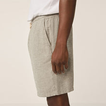 Load image into Gallery viewer, Green Linen Blend Elasticated Waist Shorts
