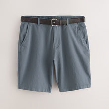 Load image into Gallery viewer, Navy Blue Belted 7 Inch Chino Shorts
