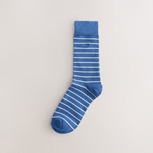Load image into Gallery viewer, Blue/Neutral/Green Stripe Pattern Socks 5 Pack
