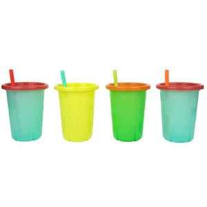 Take & Toss 10oz Straw Cups 4pk - Neon Rainbow