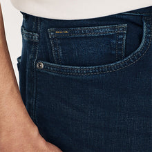 Load image into Gallery viewer, Blue Dark Ink Regular Tapered Fit Vintage Wash Denim Jeans
