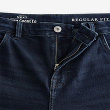 Load image into Gallery viewer, Blue Dark Ink Regular Tapered Fit Vintage Wash Denim Jeans
