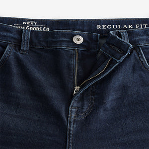 Blue Dark Ink Regular Tapered Fit Vintage Wash Denim Jeans