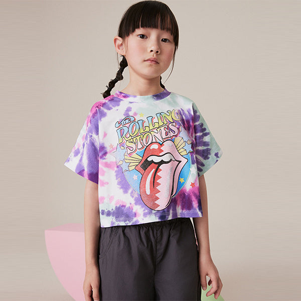 Purple Tie Dye Rolling Stones 100% Cotton T-Shirt (3-12yrs)
