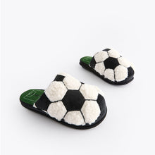 Load image into Gallery viewer, Black/White Fluffy Football Slippers Mules
