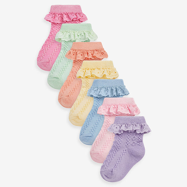 Pastel Lace Baby Socks 7 Pack (0mths-2yrs)