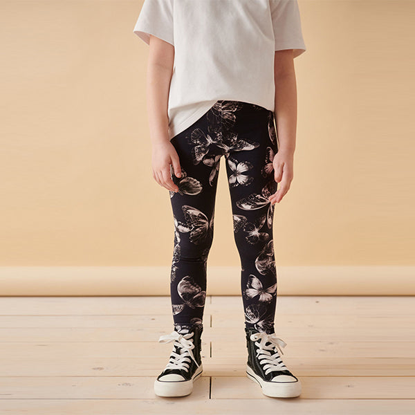 Black/White Butterfly Printed Leggings (3-12yrs)