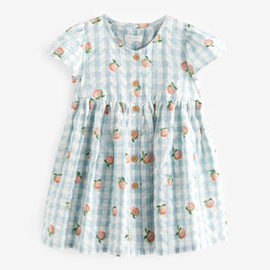 Blue Gingham Button Up 100% Cotton Dress (3mths-5-6yrs)