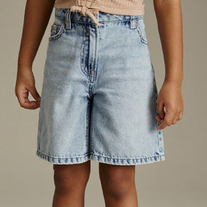 Mid Blue Denim Longline Shorts