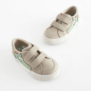 Grey Crocodile Standard Fit (F) Two Strap Touch Fastening Trainers