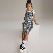 Load image into Gallery viewer, Silver Sequin Slip Dress and T-Shirt Set (3-12yrs)
