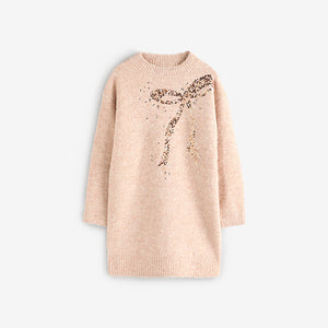 Ecru Bow Sequin Jumper Dress (3-12yrs)