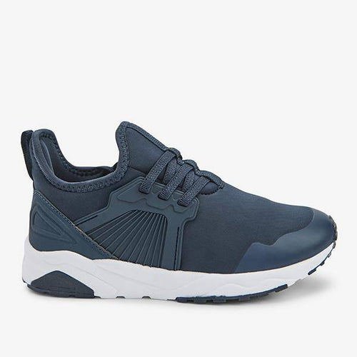 Navy Elastic Lace Trainers (Older) - Allsport
