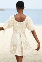 Load image into Gallery viewer, Cream Floral Print Tie Sleeve Button Front Dress - Allsport
