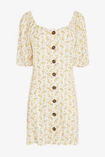 Load image into Gallery viewer, Cream Floral Print Tie Sleeve Button Front Dress - Allsport
