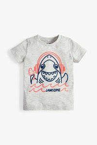 Grey Marl 3 Pack Shark T-Shirts - Allsport