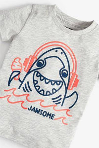 Grey Marl 3 Pack Shark T-Shirts - Allsport