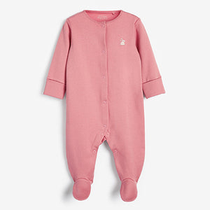 Pink Bunny 5 Piece Baby Sleepsuits, Bodysuits & Hat Set (0-6mths)