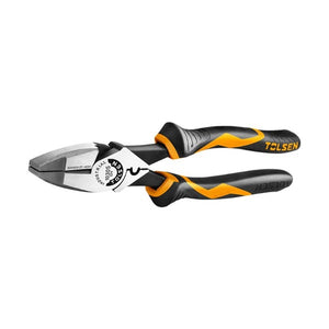 High leverage side cutting Plier W/ Fish Tape Puller & Crimper