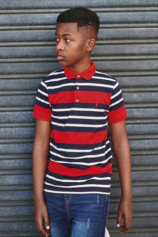 Stripe Poloshirt Red and Navy  (3 to 12 yrs) - Allsport