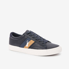 Load image into Gallery viewer, Navy Blue Stripe Stag Trainers
