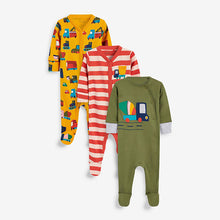 Load image into Gallery viewer, Baby 3 Pack Green Transport  Sleepsuits (0mths-2yrs) - Allsport
