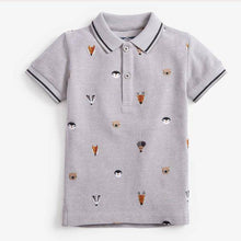 Load image into Gallery viewer, Grey Short Sleeve Pique Embroidered Animal Polo (3mths-5yrs) - Allsport
