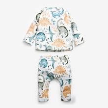 Load image into Gallery viewer, White Dinosaur Baby Long Sleeve T-Shirt And Leggings Set (0mths-18mths) - Allsport
