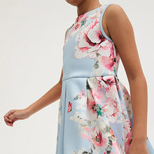 Load image into Gallery viewer, Blue Floral Occasion Scuba Dress (3-12yrs)
