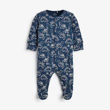 Load image into Gallery viewer, 3 Pack Navy Dino Sleepsuit (0-18mths) - Allsport
