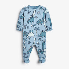 Load image into Gallery viewer, 3 Pack Navy Dino Sleepsuit (0-18mths) - Allsport
