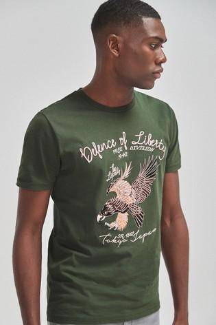 Khaki Eagle Graphic Regular Fit T-Shirt - Allsport