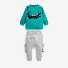Load image into Gallery viewer, Teal / Grey Crocodile Character T-Shirt And Joggers Set (3mths-5yrs) - Allsport

