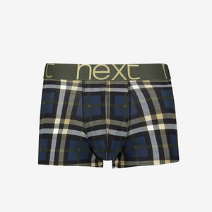 Navy Check Pattern Hipster Boxers 4 Pack - Allsport