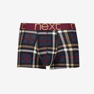 Navy Check Pattern Hipster Boxers 4 Pack - Allsport