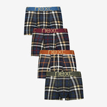 Load image into Gallery viewer, Navy Check Pattern Hipster Boxers 4 Pack - Allsport
