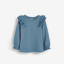 Load image into Gallery viewer, Blue Broderie Frill Blouse (3mths-6yrs) - Allsport
